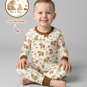 Love You Beary Much Mommy & Me Matching Bamboo Two Piece Long Sleeve Pajama Set