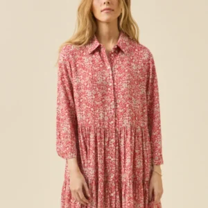 Kurzes Damenkleid mit Volants aus Liberty-Stoff - Limited Collection