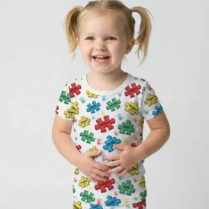 Puzzle You Are Bamboo Two Piece Short Sleeve Pajama Set