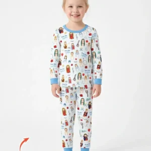 Mother Mary Pray For Me Custom Name Bamboo Two Piece Long Sleeve Pajama Set