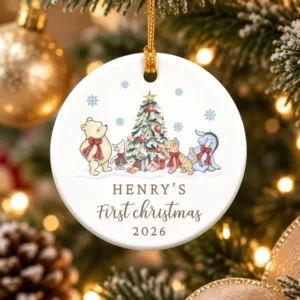 1st Christmas Classic Bear- Personalized Ceramic Ornament