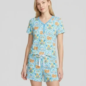 Hamsa Hand Bamboo Women Short Sleeve Short Pajama Set