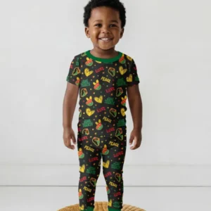 Peace Love Juneteenth Bamboo Two Piece Short Sleeve Pajama Set