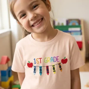 First Grade Magic Embroidered Bamboo Crewneck T-Shirt