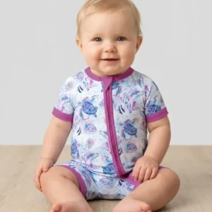Little Turtles Family Matching Bamboo Shorty Zippy