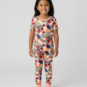 Pomegranate Blessings Night Family Matching Bamboo Two Piece Short Sleeve Pajama Set