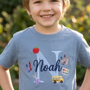 Custom Name Packed for School Embroidered Bamboo Crewneck T-Shirt