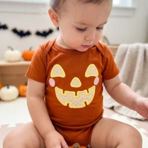 Mini Jack Jack-o'-lantern Applique Embroidered Bamboo Bodysuit