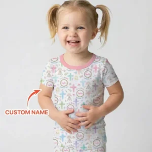 He Is Risen Personalized Bamboo Two Piece Short Sleeve Pajama Set