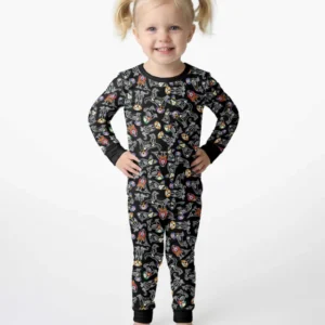 Dia De Los Muertos Doggie Bamboo Two Piece Long Sleeve Pajama Set