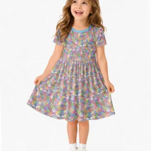 Doodle Characters Pastel Bamboo Twirl Dress