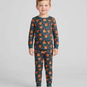 Batty Pumpkin Cats Bamboo Two Piece Long Sleeve Pajama Set