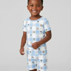 Plaid Pals Family Matching Bamboo Two Piece Short Sleeve Shorts Pajama Set