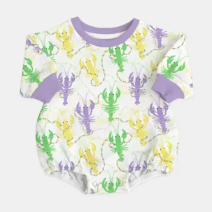 Mardi Gras Crawfish Family Matching Bamboo Bubble Romper