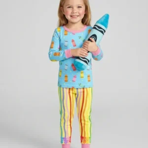 Happy Crayon Friends Bamboo Two Piece Long Sleeve Pajama Set