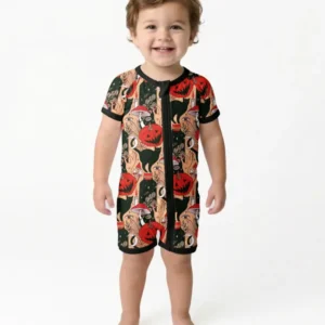 Black Cat And Pumpkin Halloween Bamboo Shorty Zippy