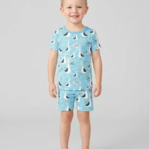 Funny Seagull DAD Bamboo Two Piece Short Sleeve Shorts Pajama Set