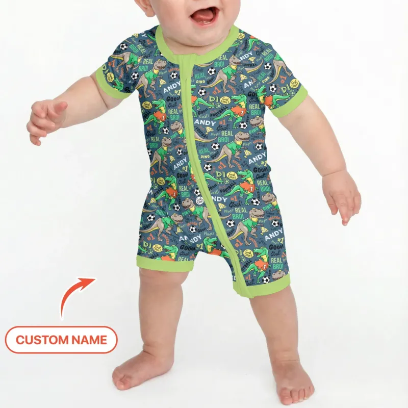Custom Name Dino Soccer Bamboo Shorty Zippy