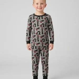 Mushroom Cat Mischief Bamboo Two Piece Long Sleeve Pajama Set