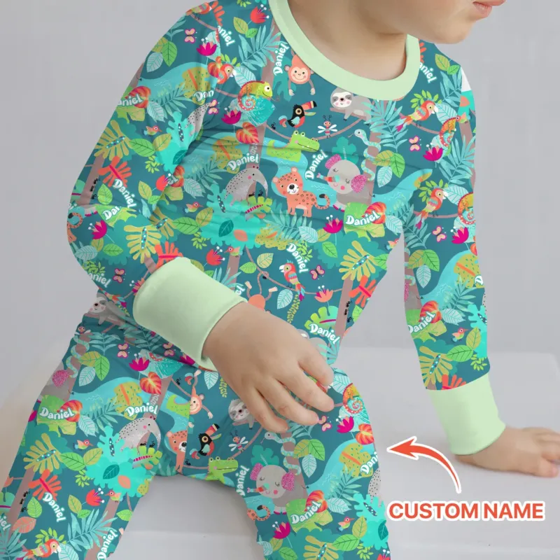 Jungle Buddy Adventure Bamboo Two Piece Long Sleeve Pajama Set