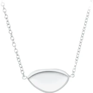 Lange Kette mit Anhänger, silberfarben, Tropfenförmiger Anhänger an Gliederkette