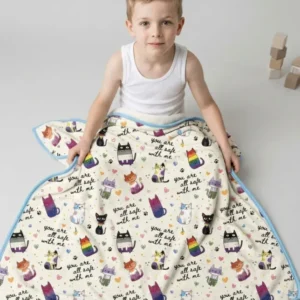 Loved & Safe Kitties Family Matching Bamboo Blanket