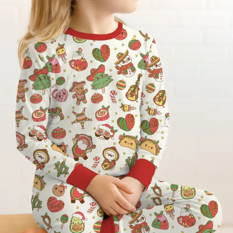La Fiesta de Navidad Two Piece Long Sleeve Pajama Set , La Fiesta de Navidad Two Piece Long Sleeve Pajama Set - 12-18M / Green