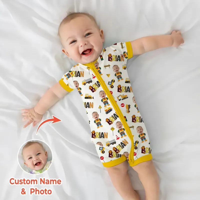 Custom Photo Doodle Little Builder Bamboo Shorty Zippy