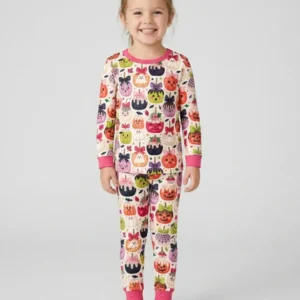 Cute Halloween Candy Apples Bamboo Two Piece Long Sleeve Pajama Set