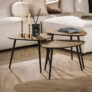 Couchtisch Umara - 3er Set in „Metallic“-Antikbronze/Gold im Dreieck-Design