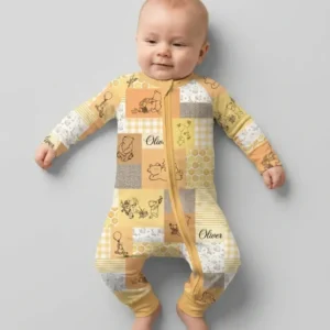 Personalized Classic Bear Patchwork Bamboo Convertible Zippy
