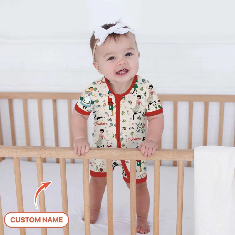 12 Days Of Christmas Custom Name Shorty Zippy , 12 Days Of Christmas Custom Name Shorty Zippy - 0-3M / Girl