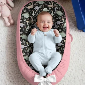 Navy Jurassic Jungle Bamboo Baby Nest Bed