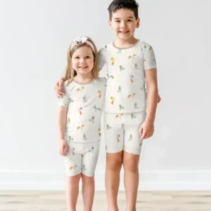 Easter Dachshund Bamboo Two Piece Short Sleeve Shorts Pajama Set