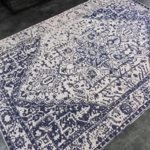 OLD MARRAKESCH Orientalischer Teppich 230x160cm Beige-Blau Used Look