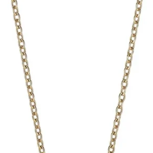 Edelstahl-Halskette mit rundem Anhänger und Zirkonia, goldfarbene Gliederkette