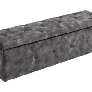 Chesterfield Bettbank EXTRAVAGANCIA 140cm grau Samt mit Stauraum