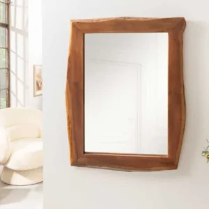 MAMMUT Massiver Spiegel 100cm braun Akazienholz Baumkante Wandspiegel