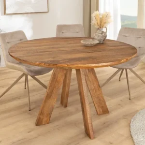 Runder Esstisch ART WOOD 100cm braun massiv Mangoholz
