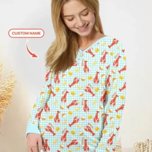 Custom Name Preppy Crawfish Season Bamboo Women Pajama Set