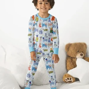 Whimsical Puppy Bamboo Two Piece Long Sleeve Pajama Set