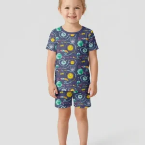 Love to the Moon and Back Bamboo Two Piece Short Sleeve Shorts Pajama Set