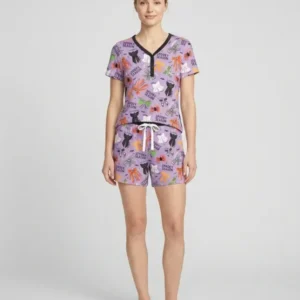 Spooky Bows Spooky Season Bamboo Women Short Sleeve Short Pajama Set