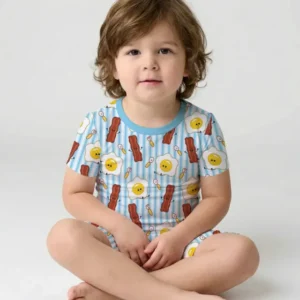 Breakfast Club Bamboo Two Piece Short Sleeve Shorts Pajama Set