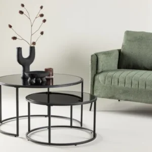 Couchtisch Franco - mit schwarzen Glasplatten