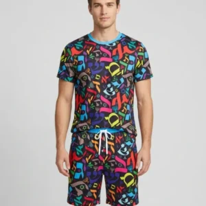 Hebrew Harmony Family Matching Bamboo Men Short Sleeve Short Pajama Set