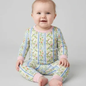 Pastel Floral Girl Bamboo Two Piece Long Sleeve Pajama Set