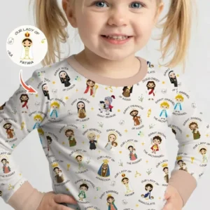 Pray For Us Family Matching Bamboo Two Piece Long Sleeve Pajama Set
