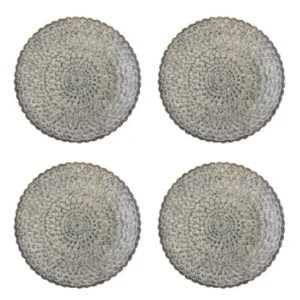 Teller Cori – aus Steingut 4er-Set in Grau mit maritimem Relief