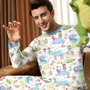 Flamingo Beach Family Matching Men's Pajama Set